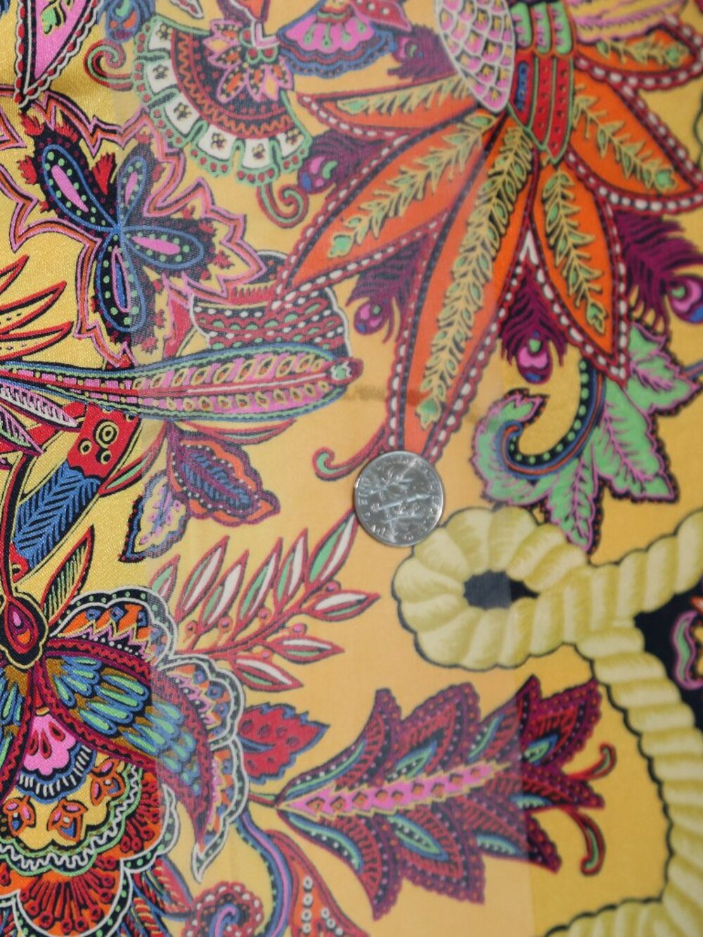 One of kind Auth Italy made Christian Dior Large silk scarf PHEASANT PAISLEY vtg - Picture 16 of 16